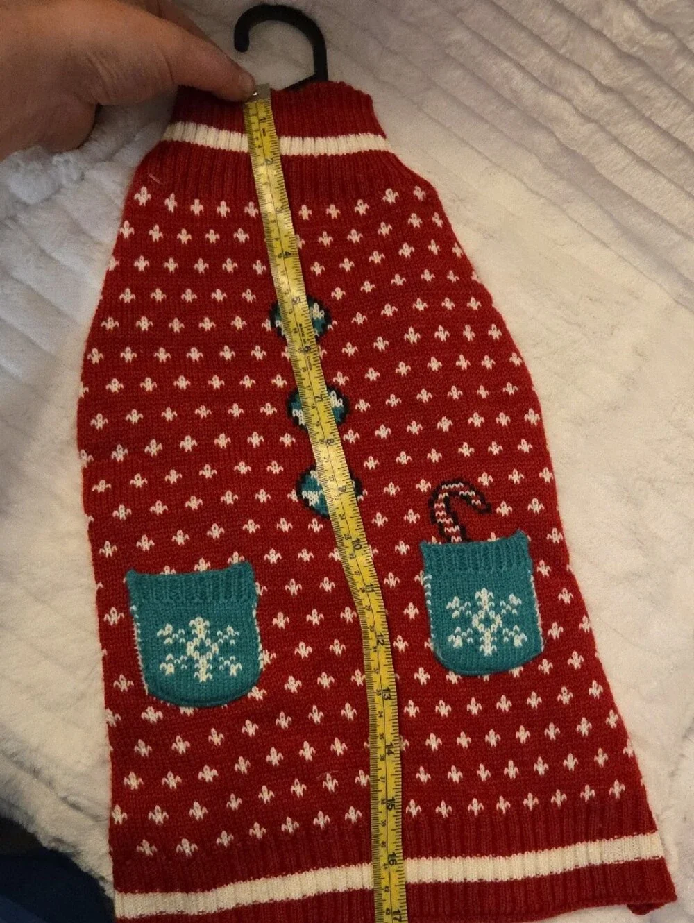 Pet Posse Red Knit Pet Sweater with White Stitch Detail
